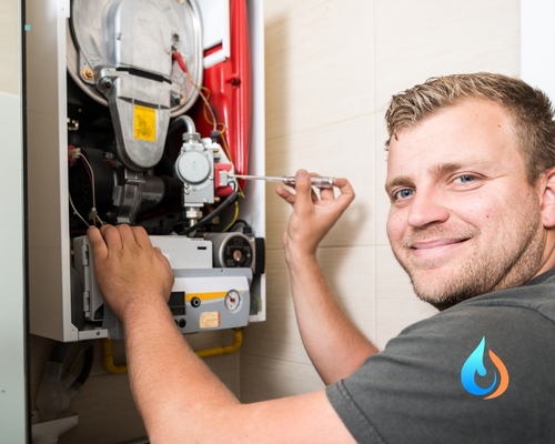 Verwarmingsmonteur aan het werk in Huissen